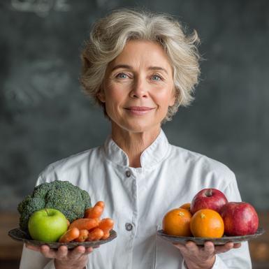 Пожилий чоловік готує здорову їжу